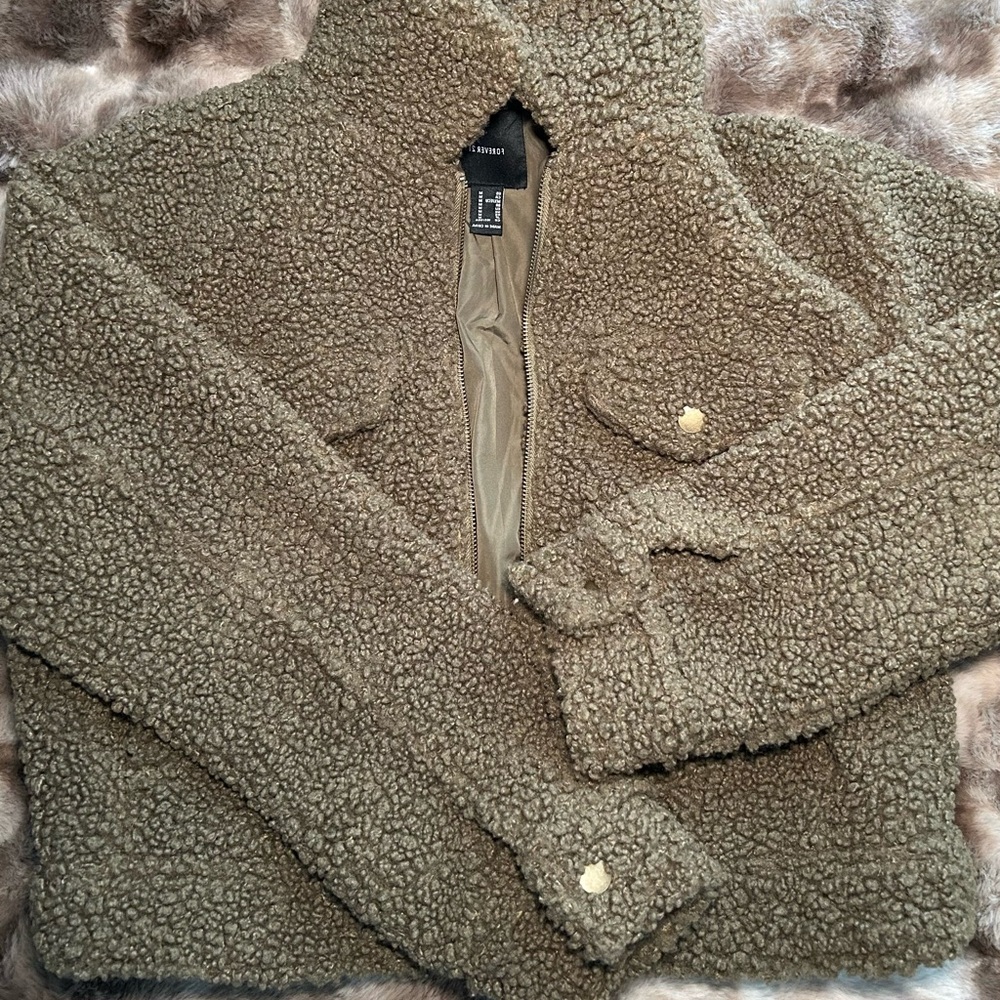 Forever 21 Olive Teddy Jacket